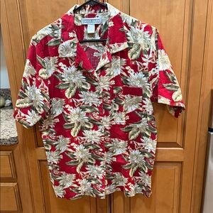 Dress Barn Red and Green Floral Shirt